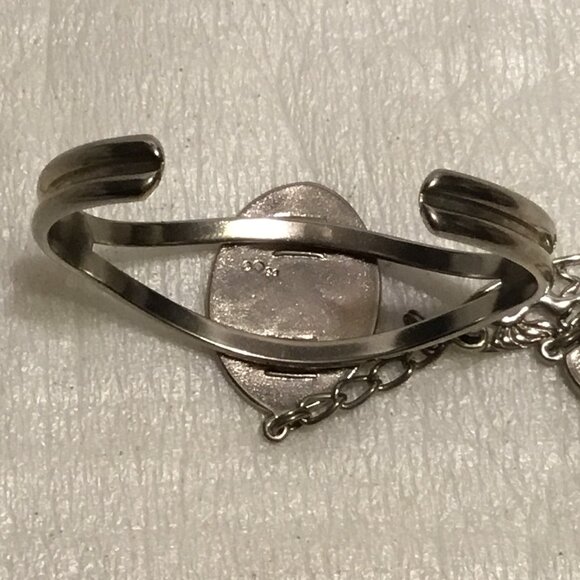 Vintage unicorn slave bracelet w/ ring and inlaid turquoise - Picture 7 of 14